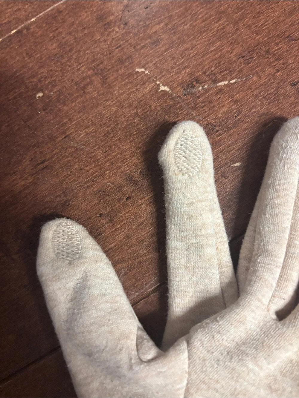 Women's Cream Knit Winter Gloves